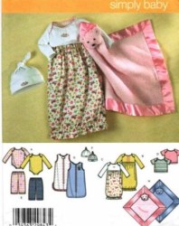 4153 SIMPLICITY BABY TEDDY BLANKET, BUNTING, HAT, ONESIE, T PATTERN XXXS-M
